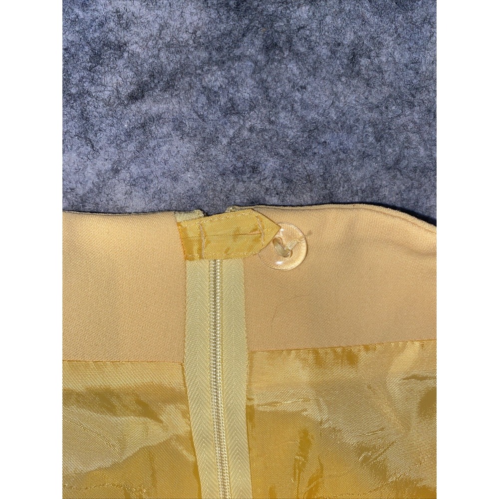 Vintage ESCADA Margetha Ley Germany Yellow Ruffle Hem Mini Wool Skirt Size 42 - Picture 4 of 9